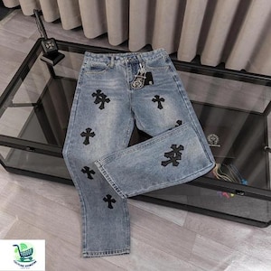 Cows & Crosses Blaue Jeans | Trendige bequeme Streetwear für Männer und Frauen