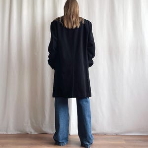 Vintage Black Wool Blend Overcoat: Men&#39;s Straight Cut XL