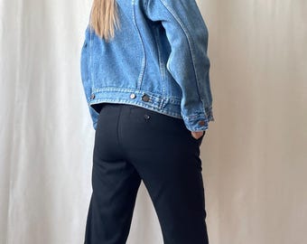 Chaqueta vaquera vintage: lavado medio, fabricada en Portugal, talla pequeña