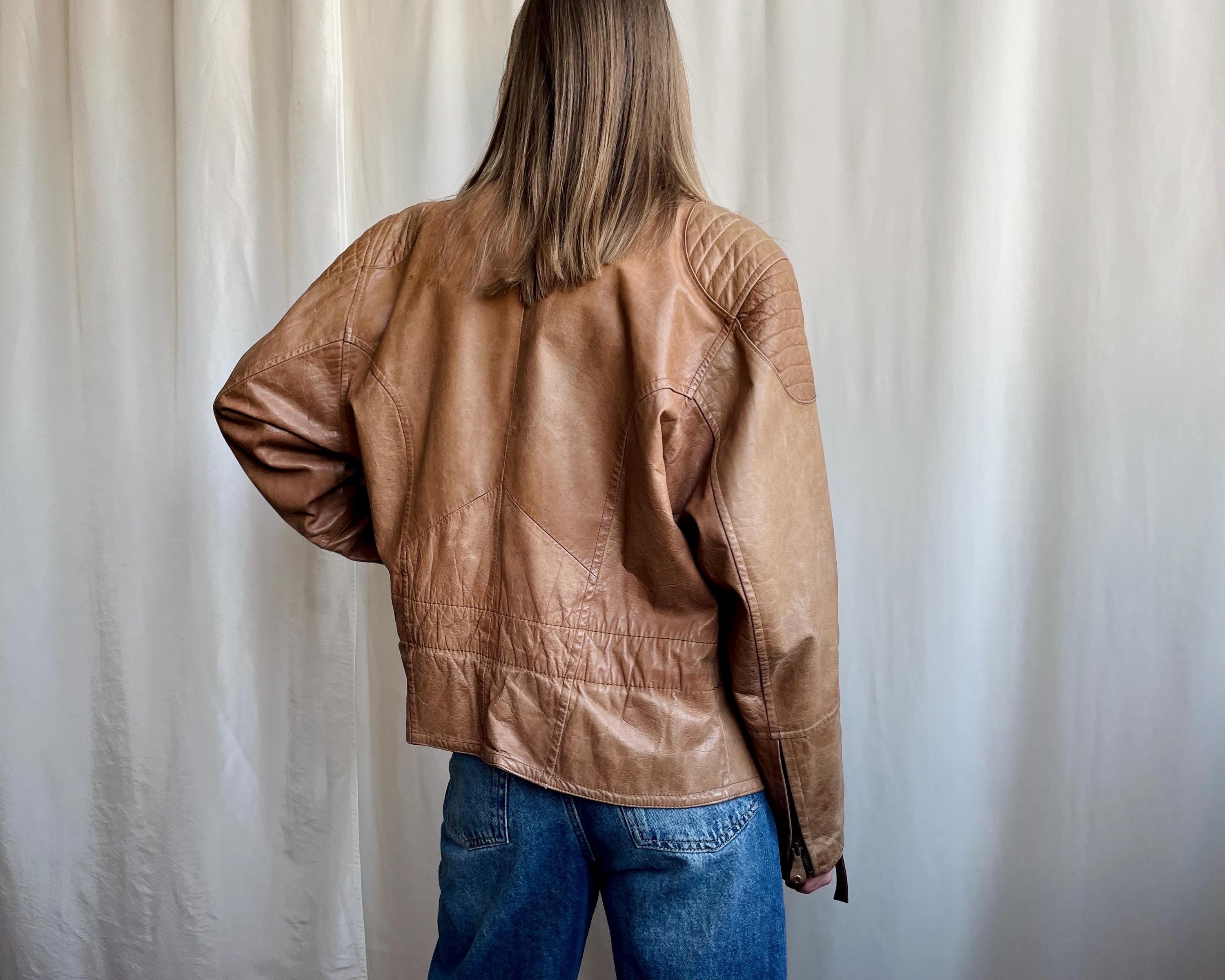 ジャケット・アウター 80s real leather jacket a-2 brown y2k Y2K Guess Leather Jacket Free Shipping - The Vintage Twin