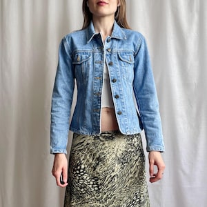 Vintage 90s Light Wash Denim Jacket: Fitted Jean Shirt, Size S