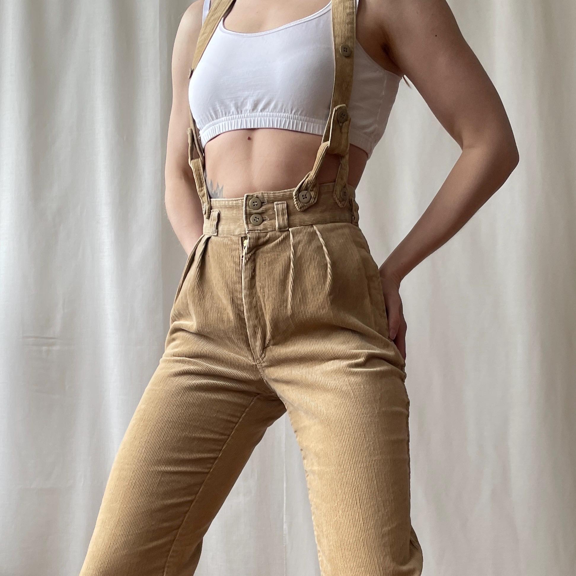 High Waist Suspender Trousers - Etsy