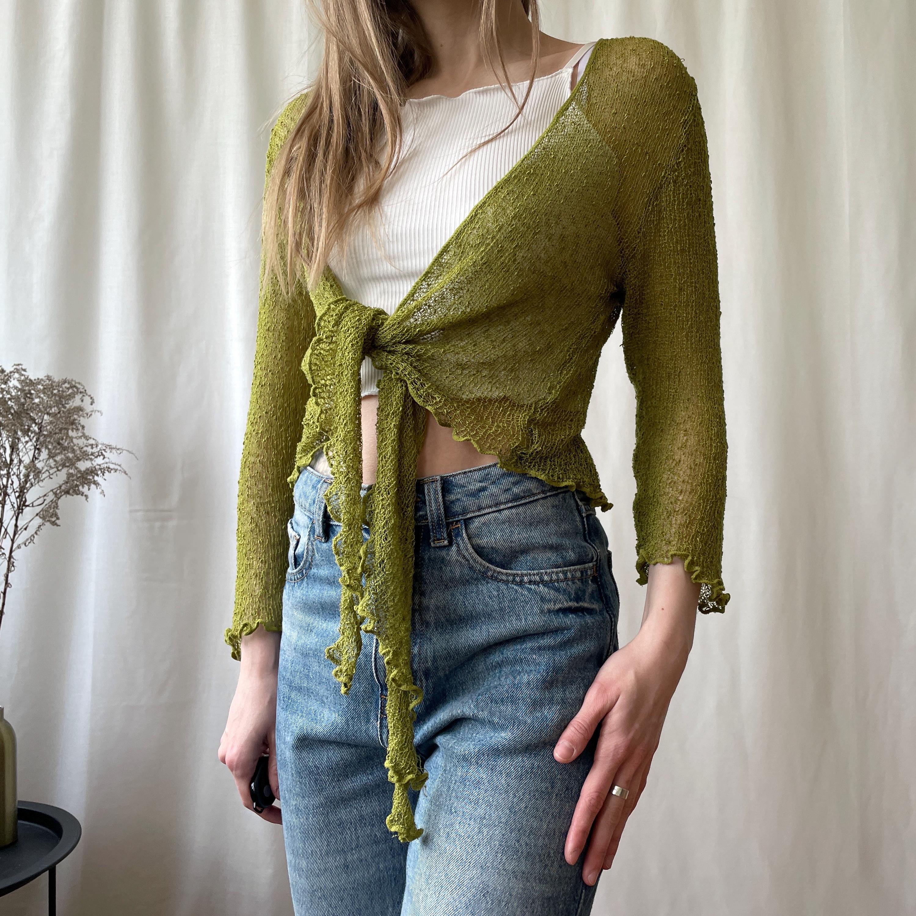 Sheer Tie Front Cardigan - Etsy