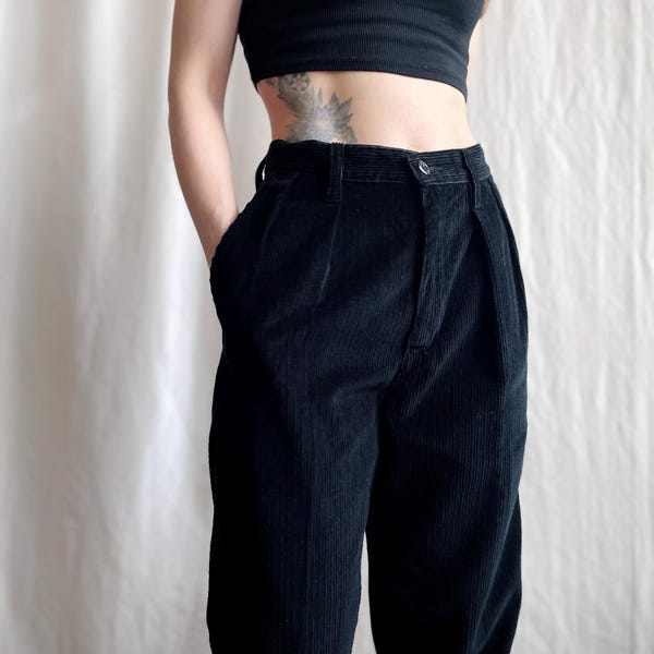 Navy Pleated County Corduroy Pants main image 0