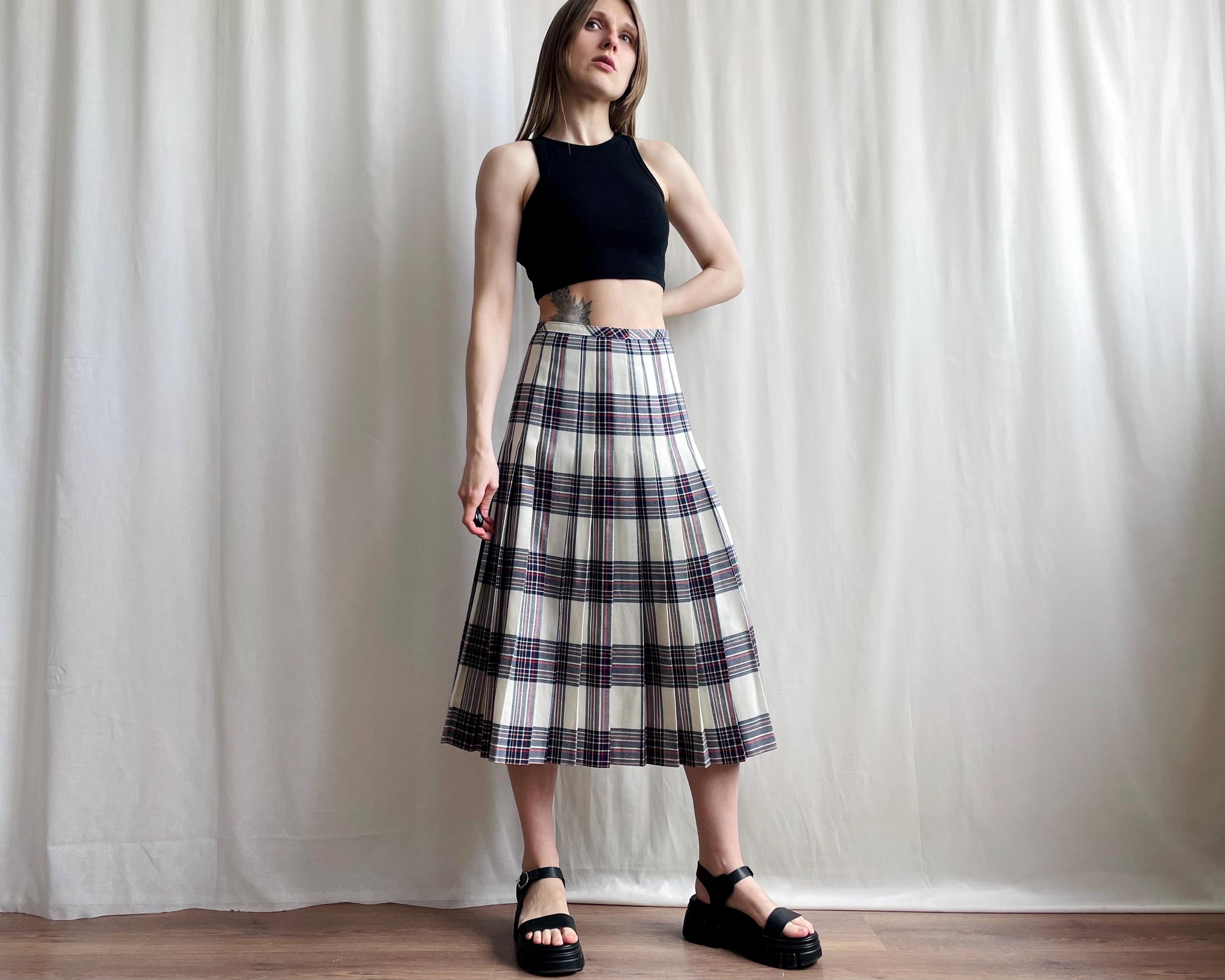 スカート CHECK PRINT WOOL LONG SKIRT Women's Long Wool Maxi Plaid Skirt, Wool Maxi Skirt Women