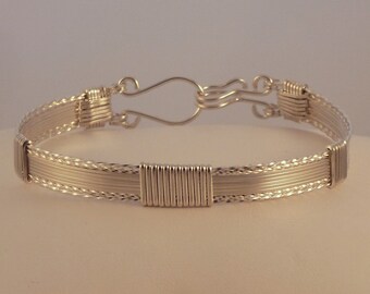 Argentium Silver Oreo Bangle Bracelet for Women, Men, Unisex