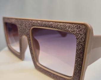 Dazzling Oversized Pink Glitter Sunglasses | Glamorous accessories