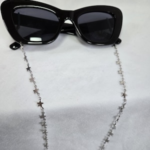 Handmade silver star sunglasses / glasses chain | Customisable loop colour | Festival accessories | Sunglasses accessories