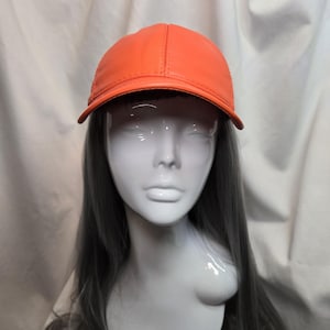 Genuine leather cap in orange | Bright colourful cap | Stylish cap