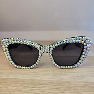 Oversized Cat Eye Sunglasses, Handmade, Rhinestone, One-of-a-Kind
