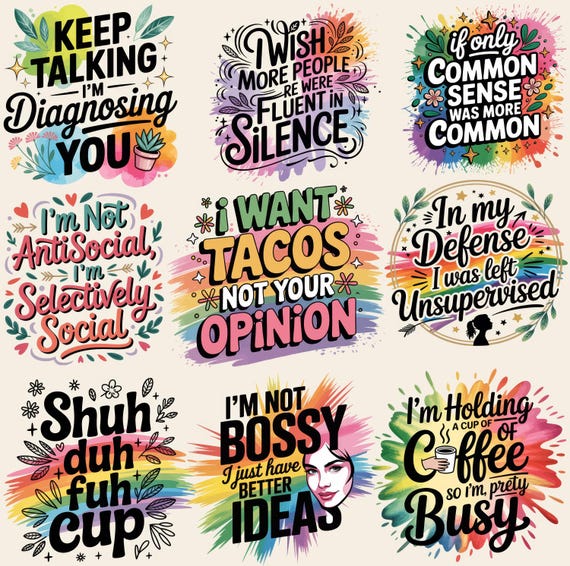 Sarcastic T-Shirt Design Bundle - PNG SVG Digital Files