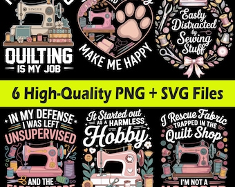 Sewing Quilter T-Shirt Designs, Fabric Rescue Hobby (SVG, PNG)