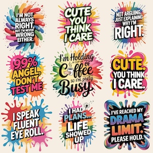 Funny Sarcastic Png Bundle, Funny Sarcastic Quotes Sassy Sublimation Designs, Shirt Sublimation PNG, Sarcastic Adult Humor PNG Design