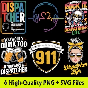 911 Dispatcher Life PNG SVG Bundle, Funny Telecommunicator PNG, Hero Cricut Files, Messy Bun, Digital Download