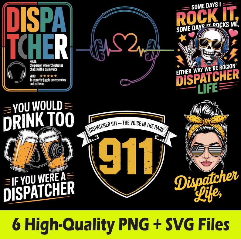 911 Dispatcher PNG SVG Bundle: Hero Telecommunicator Cricut Files ...