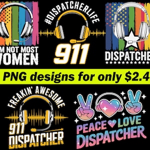 911 Dispatcher PNG Bundle, Dispatcher Life Sublimation Designs, Emergency Dispatcher Digital Download, 911 Headset Clipart for T-Shirts
