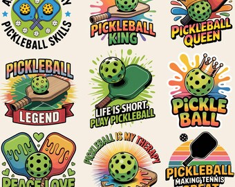 Pickleball SVG & PNG Bundle: Paddle Clipart, Shirt Designs (Digital Download)