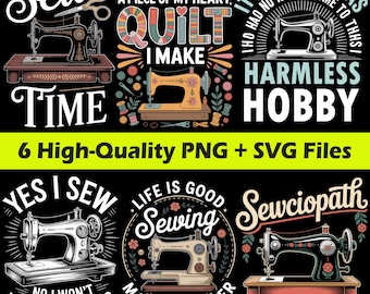 Funny Sewing Quotes, SVG PNG Bundle (Digital Download)