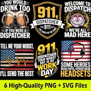 911 Dispatcher SVG PNG Bundle, Funny Telecommunicator PNG, Cricut Files, First Responder Gift, Digital Download