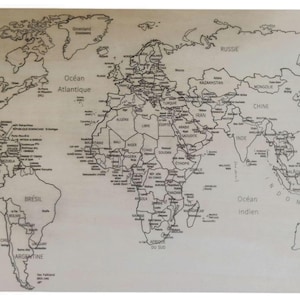 Carte du monde en bois, puzzle du monde, cadeau éducatif, passionnées de géographie, géographie mondiale, décoration d’intérieure unique