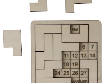 Holz-Perpetual-Puzzle – Tag, Datum, Monat