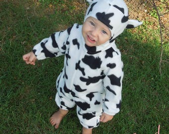 Calf Fleece Costume-Baby Cow Costume-Infant Cow Costume-Calf Halloween Costume-Baby Cow Halloween Costume