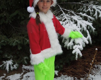 Fleece Christmas Thief Costume-Halloween Costume-Girl Costume-Boy Costume-Child Christmas Thief Theater Costume