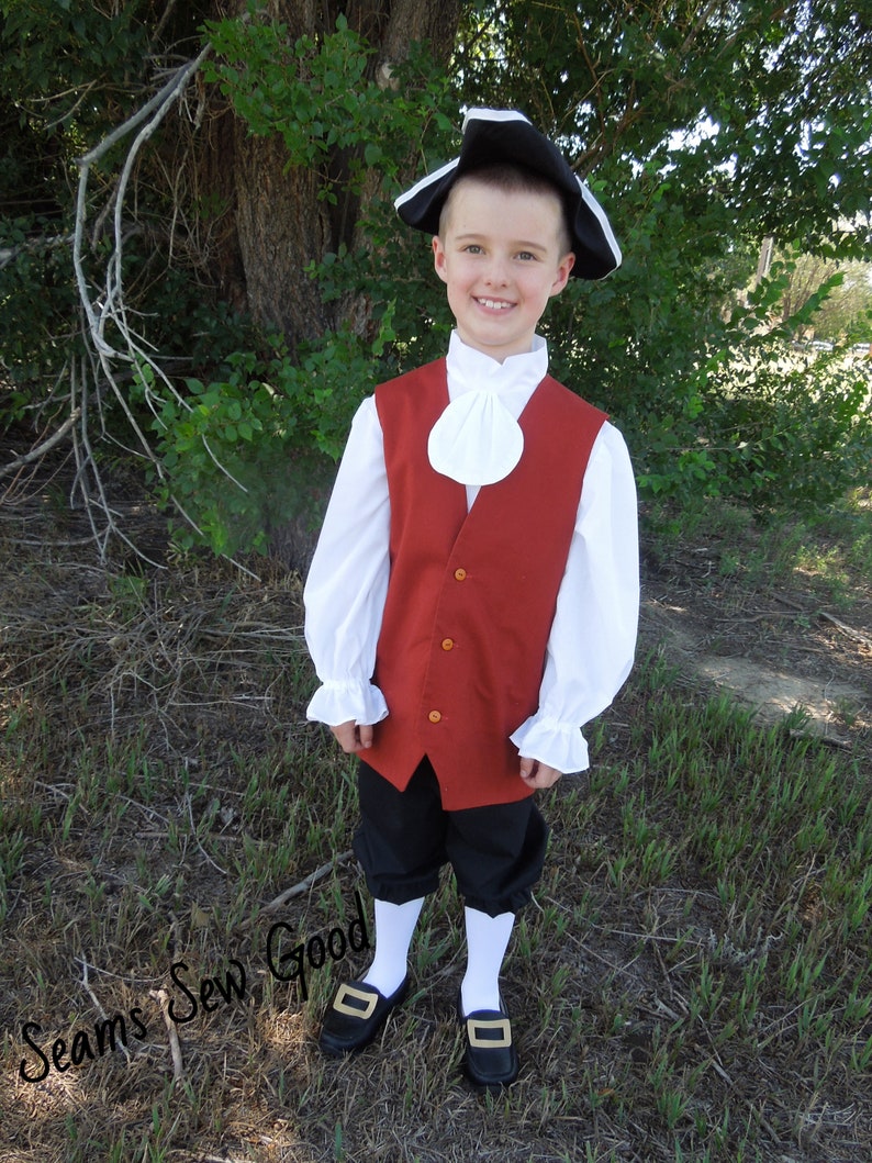 Male Colonial Costumeboy Patriot Costumecurriculum Days Boys Etsy