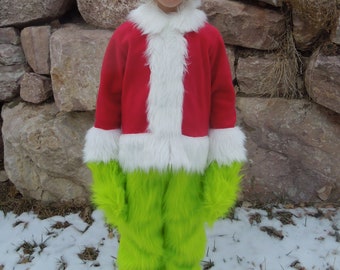 Fur Christmas Thief Costume-Halloween Costume-Girl Costume-Boy Costume-Child Christmas Thief Theater Costume