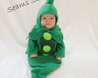 Peapod Costume-infant/baby-Peapod Halloween Costume- Fleece Peapod Costume-Girl Peapod Costume-Boy Peapod Costume