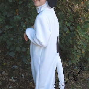 White Spotted Dog Costume-Puppy Costume- Fleece Dog Costume-Infant Dog Costume-Child Dog Costume-White Spotted Dog Halloween Costume