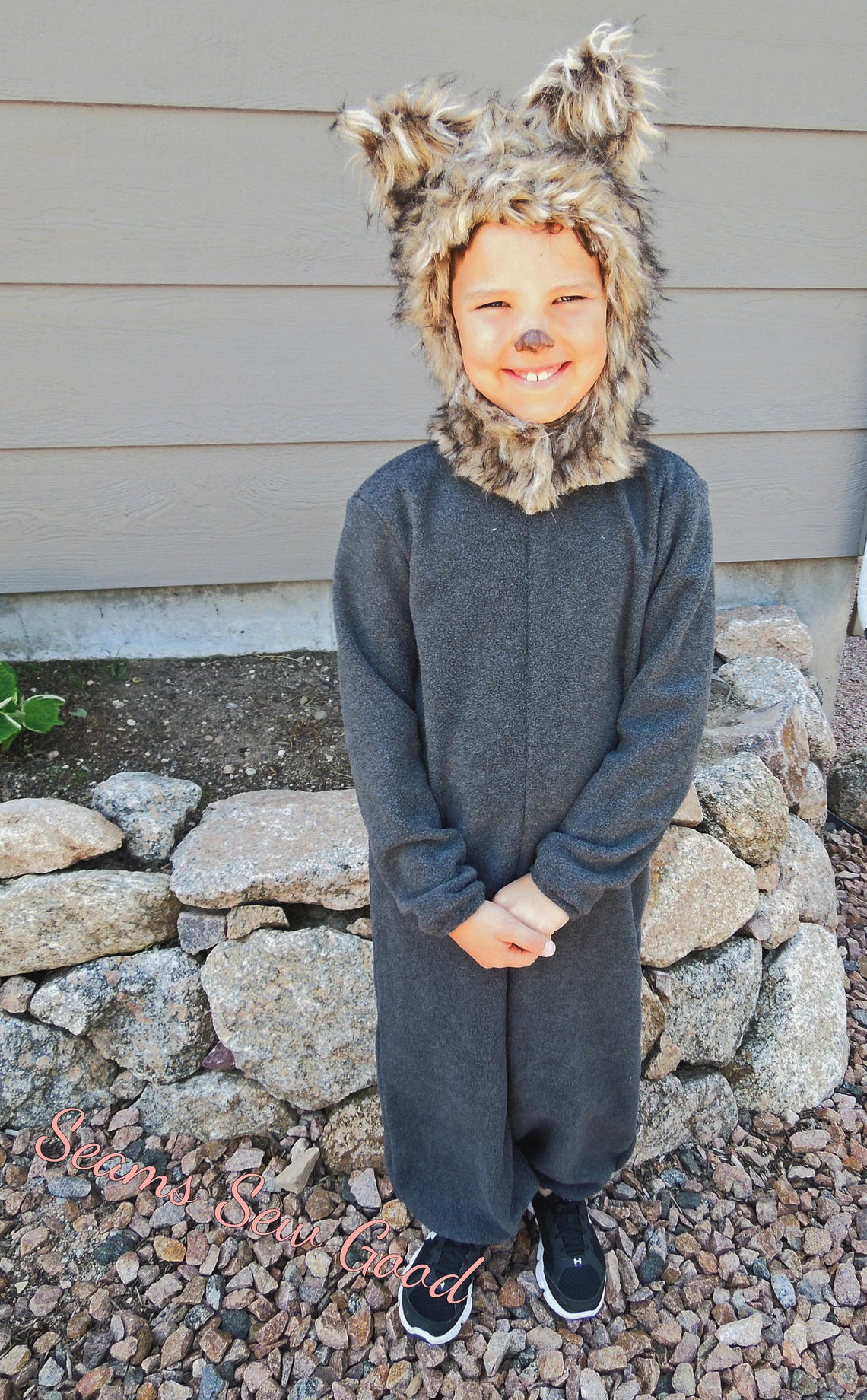 Fleece Grey Wolf Costumechild Wolf Costumetoddler Wolf Etsy