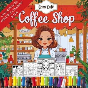 Cozy Coffee Shop Coloring Book: 100+ Bold-and-easy to color pages