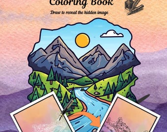 Ink Tracing Coloring Book : Mindful Line Art Designs (50 Pages Instant Download)