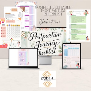 Postpartum Journey Checklist: New Mom Planner & Tracker (PDF Download, 35 Pages)