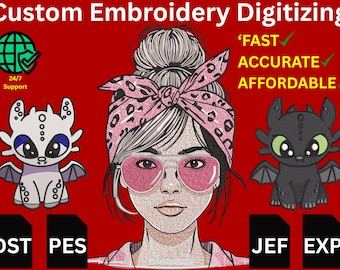 Custom Embroidery Digitizing Service, Logo Digitize, Convert to PES