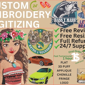 Custom Embroidery Digitizing / Embroidery Digitizing/ Embroidery Designer / Embroidery Design / Logo Digitizer / Logo Design/ Digitizer