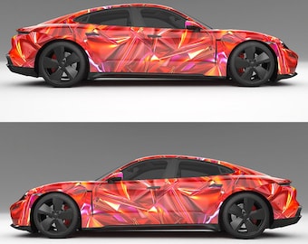 4-Pack Car Wrap Design Red Hollographic Metalliс: Digital File for Print, High Resolution