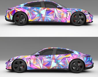 Kit com 3 Adesivos Geométricos Vibrantes para Envelopamento de Carros - Arquivo Digital para Impressão, Alta Resolução