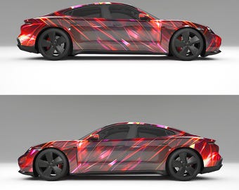 4-Pack Car Wrap Design Dark Red Metallic: Digital File for Print, High Resolution