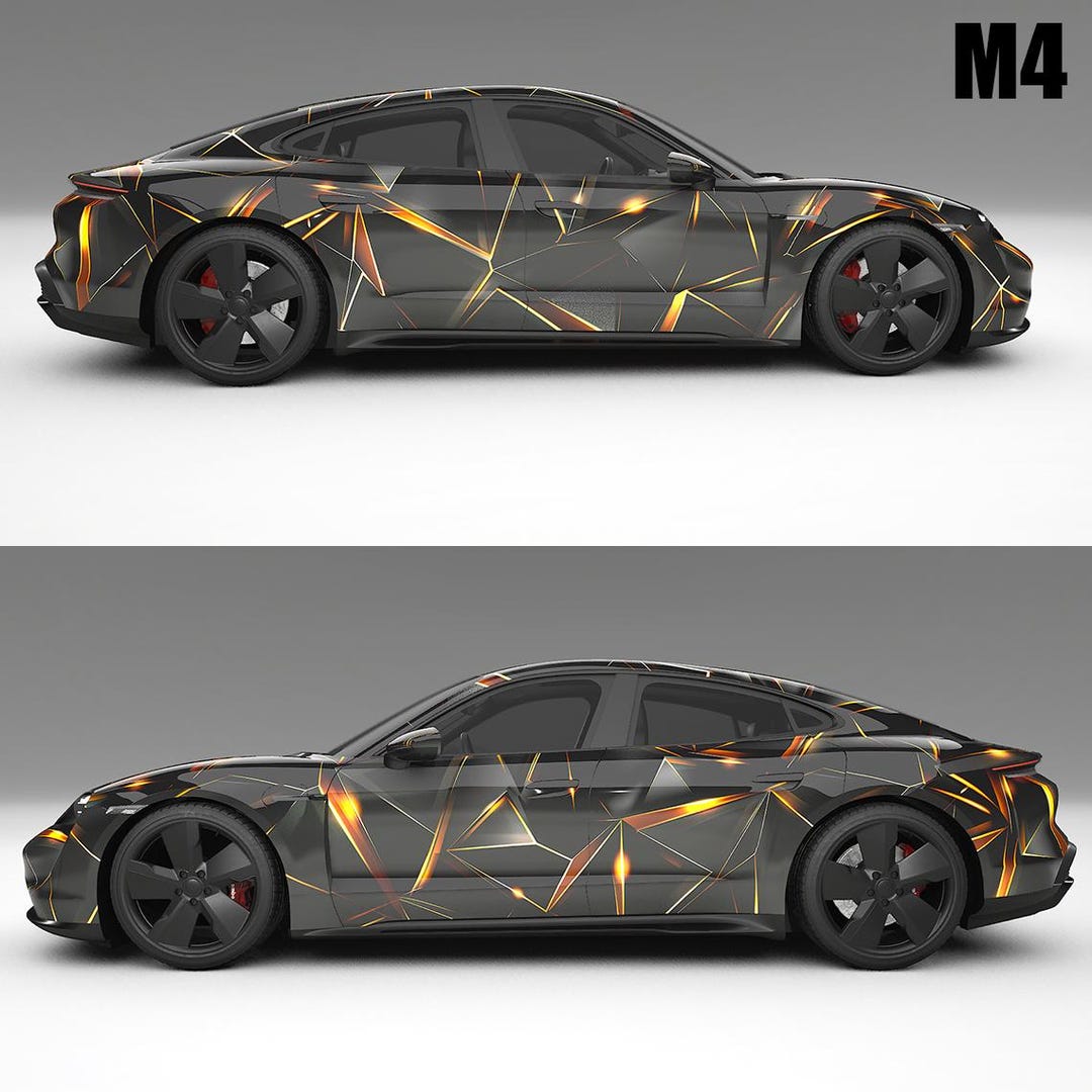 3-pack Car Wrap Design Dynamic Black and Gold Triangles: Digital File ...