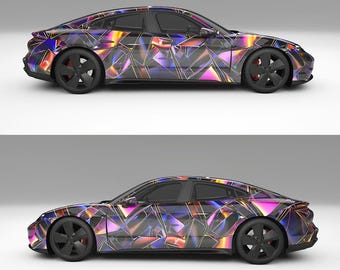3-Pack Car Wrap Design Geometric Liquid Glass: Digital File for Print, High Resolution