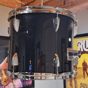 Midnight Black - Custom Drum Tom Ceiling Light - Pendant Drum Light