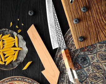 Handmade Damascus Chef Knife: Resin Handle, 8-inch Blade