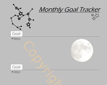 Sagittarius | Constellation Goal Tracker | Planner Printable | Journal Printable | 7x9.25 | Moon Background