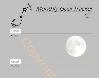 Scorpio | Constellation Goal Tracker | Planner Printable | Journal Printable | 7x9.25 | Moon Background