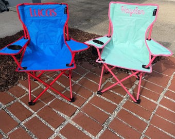 Personalized Kids Folding Chair – Embroidered Name Toddler Camping Beach Seat