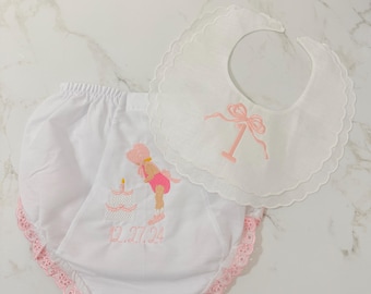 Embroidered Baby Bloomer Set: Personalized First Birthday Outfit