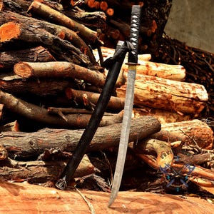 Handgeschmiedetes Damast Schwert | Traditionelles Japanisches Samuraischwert Replikat | Sammler Geschenk für Männer Geschenk für ihn