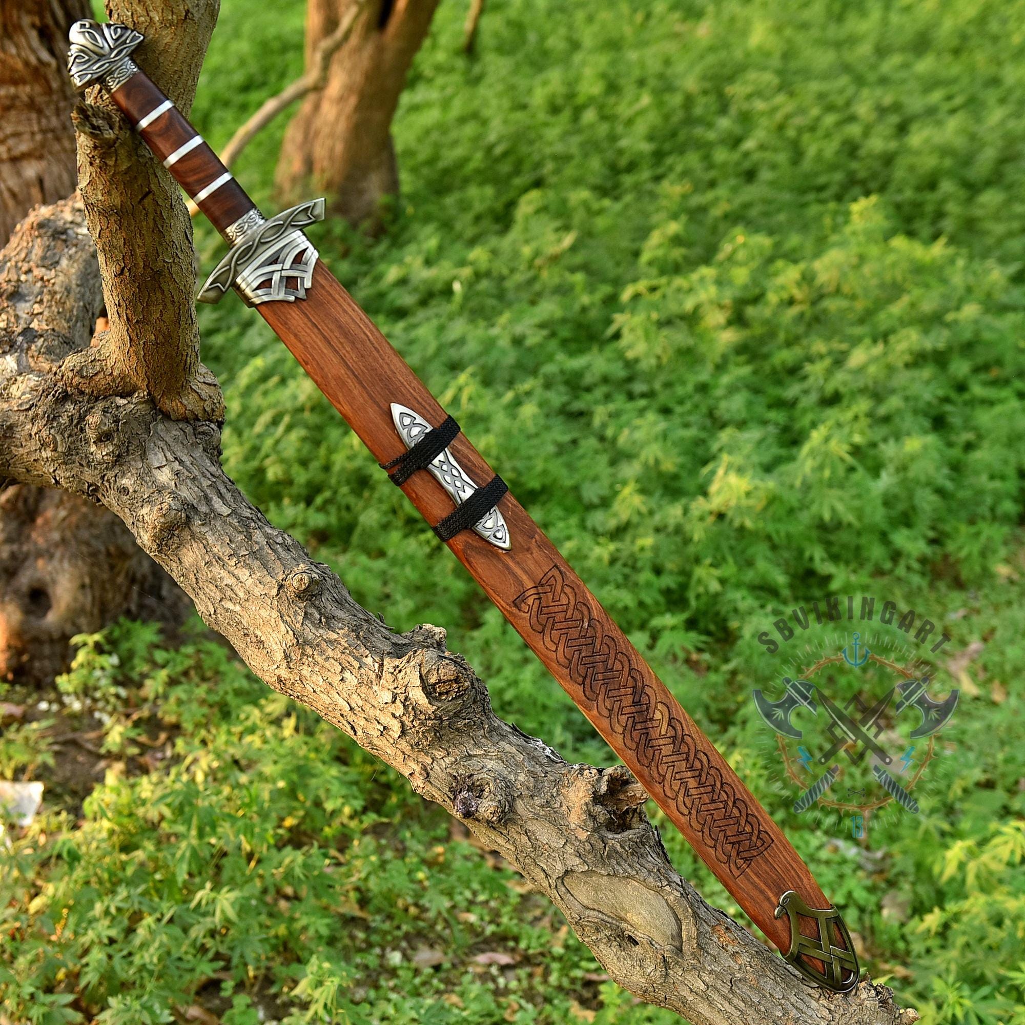 Viking Sword With Wooden Scabbard | Custom Hand Forged Damascus